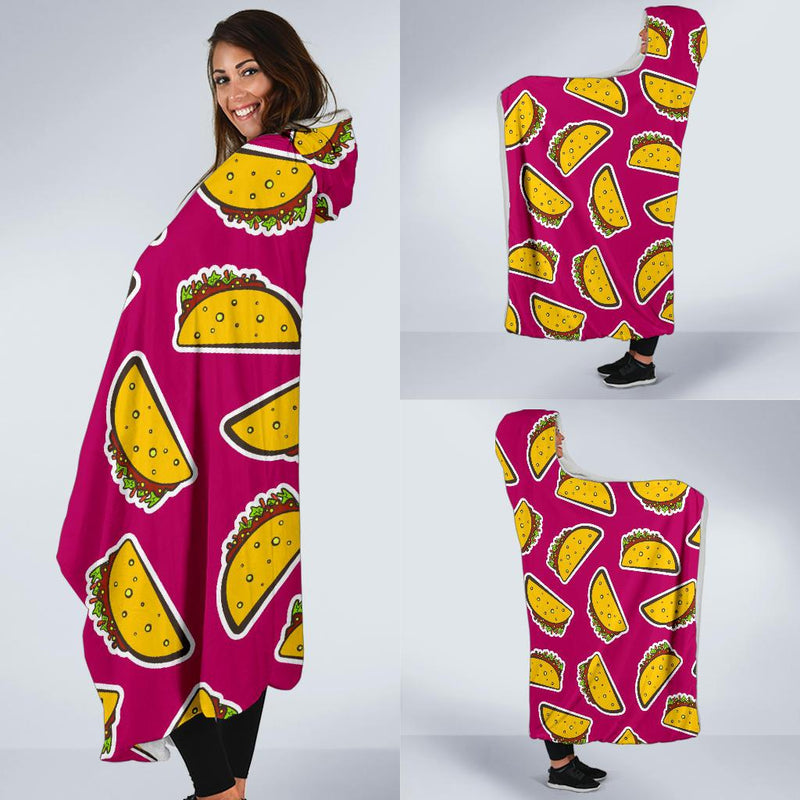 Taco Pattern Print Design TC01 Hooded Blanket-JORJUNE.COM