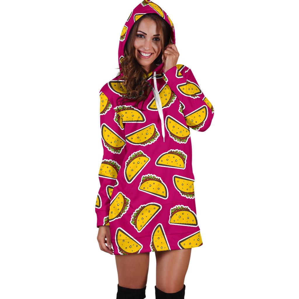 Taco Pattern Print Design TC01 Women Hoodie Dress