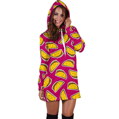 Taco Pattern Print Design TC01 Women Hoodie Dress