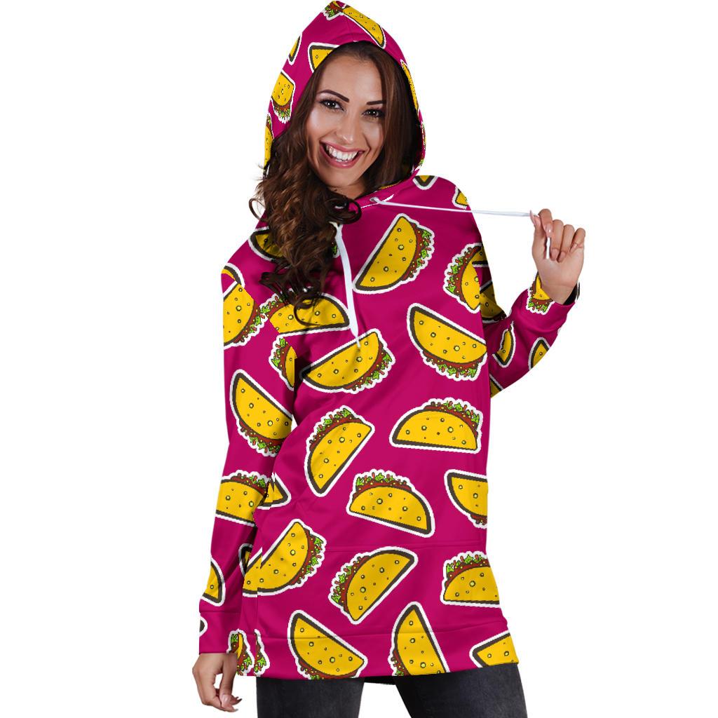 Taco Pattern Print Design TC01 Women Hoodie Dress