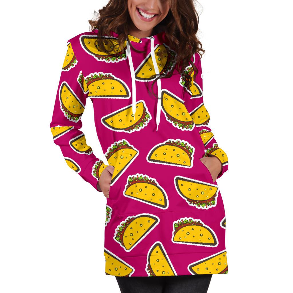 Taco Pattern Print Design TC01 Women Hoodie Dress