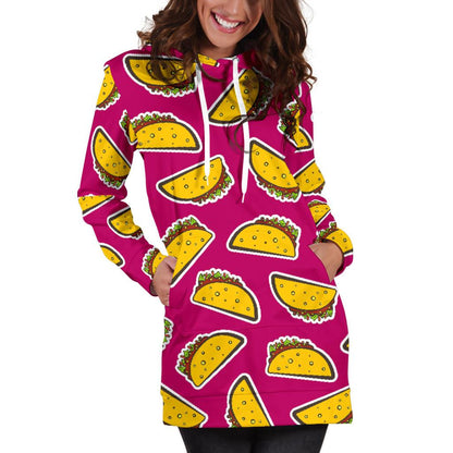 Taco Pattern Print Design TC01 Women Hoodie Dress