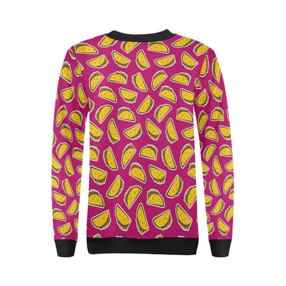 Taco Pattern Print Design TC01 Women Long Sleeve Sweatshirt-JorJune