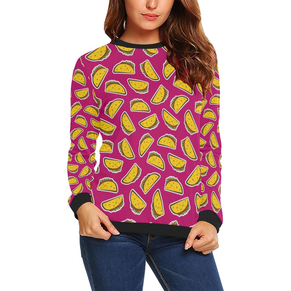 Taco Pattern Print Design TC01 Women Long Sleeve Sweatshirt-JorJune