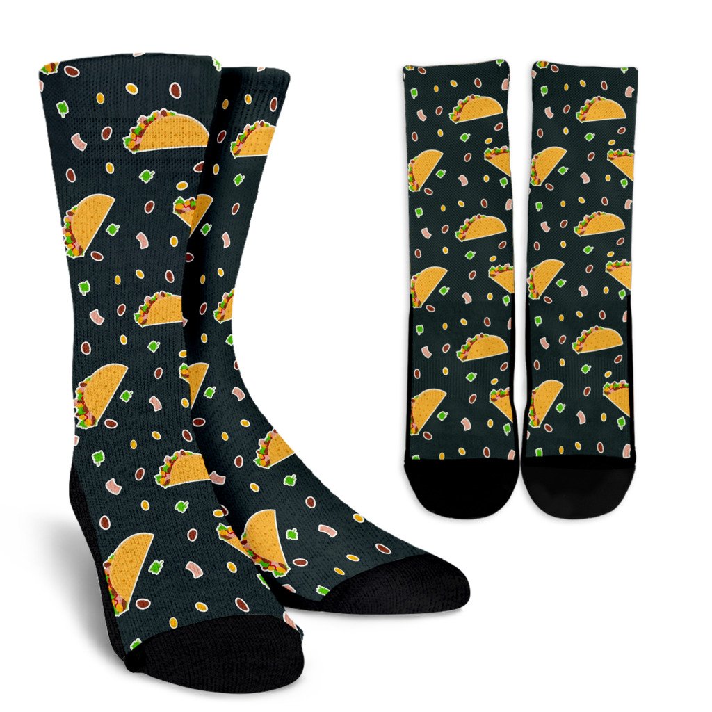 Taco Pattern Print Design TC02 Crew Socks-JORJUNE.COM