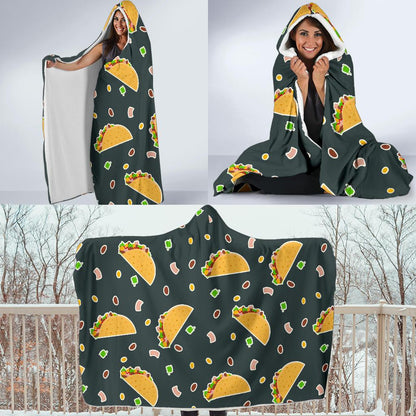 Taco Pattern Print Design TC02 Hooded Blanket-JORJUNE.COM
