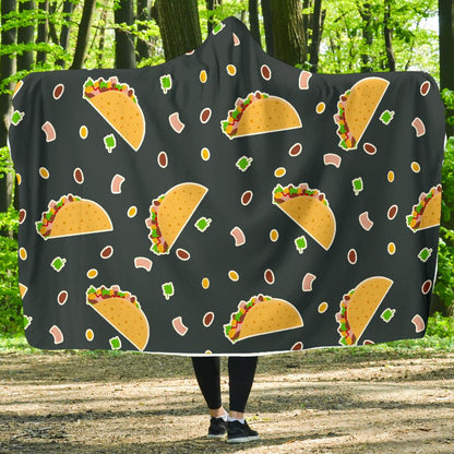 Taco Pattern Print Design TC02 Hooded Blanket-JORJUNE.COM
