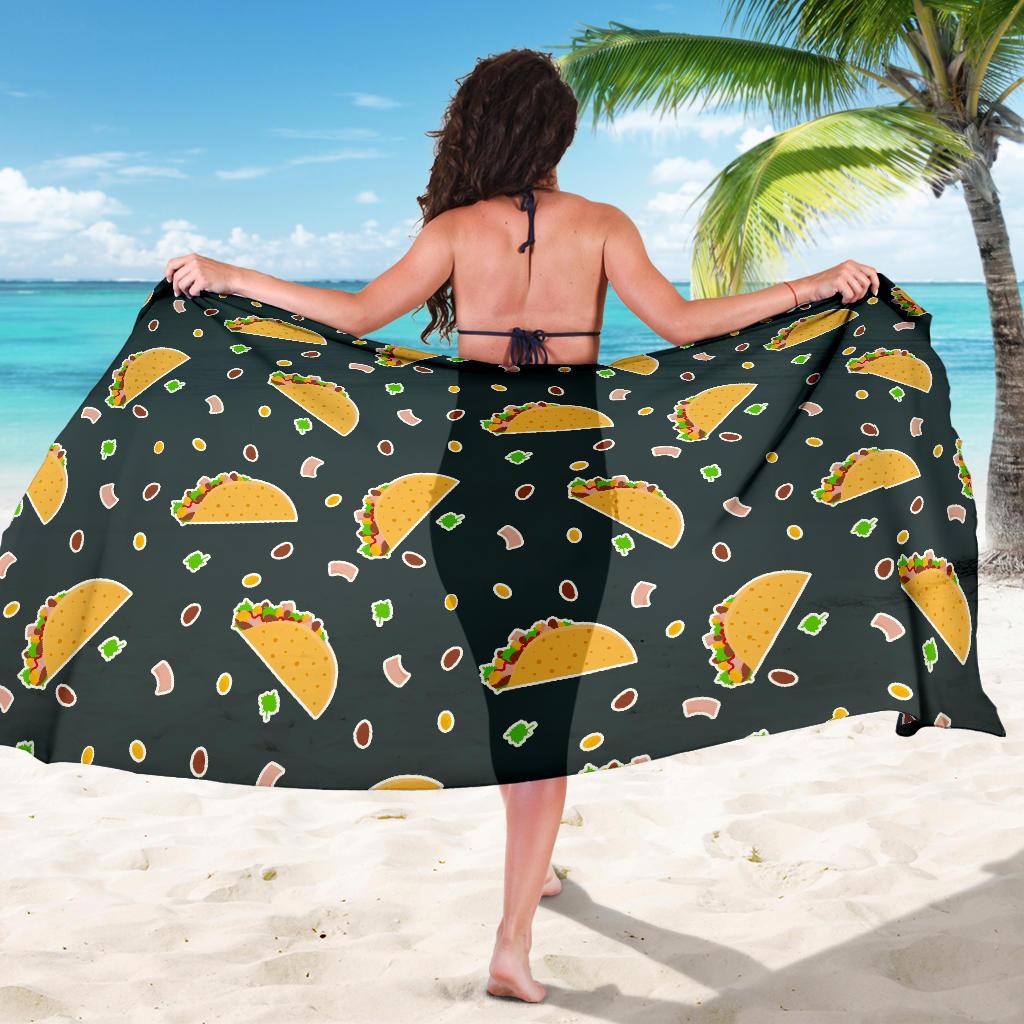 Taco Pattern Print Design TC02 Sarong Pareo Wrap-JORJUNE.COM