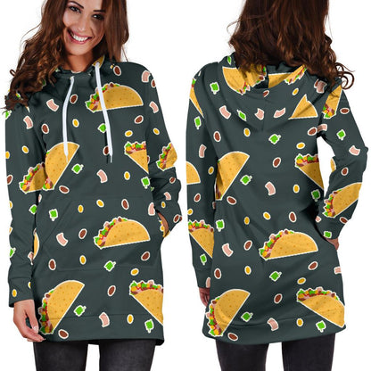 Taco Pattern Print Design TC02 Women Hoodie Dress