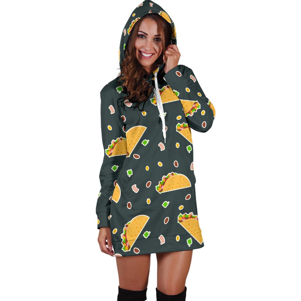 Taco Pattern Print Design TC02 Women Hoodie Dress