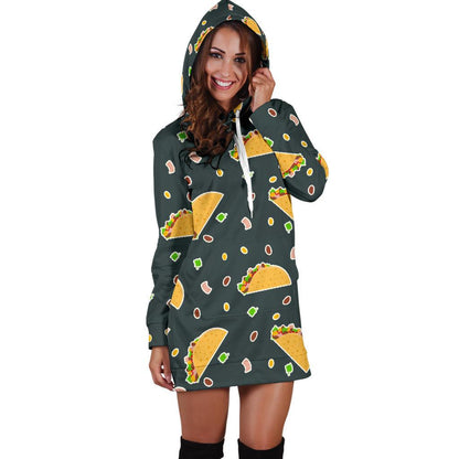 Taco Pattern Print Design TC02 Women Hoodie Dress