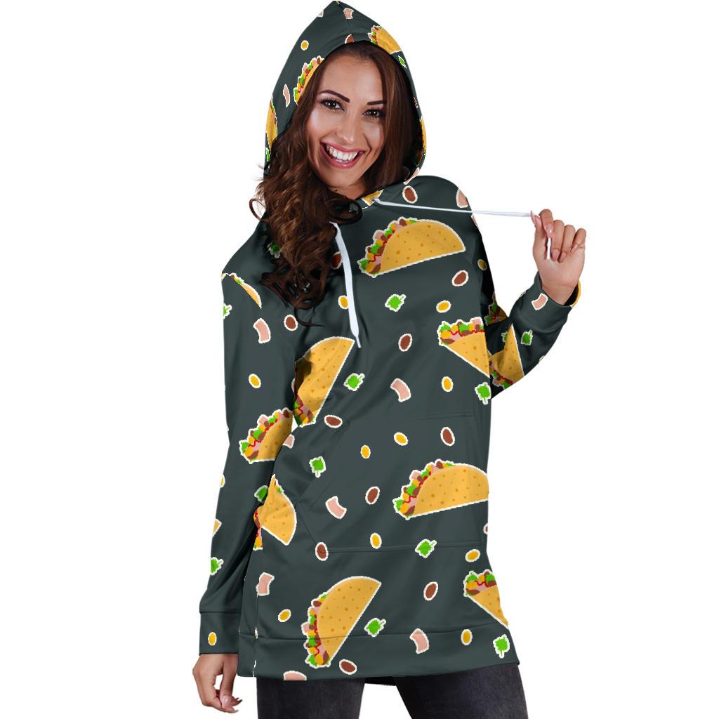 Taco Pattern Print Design TC02 Women Hoodie Dress
