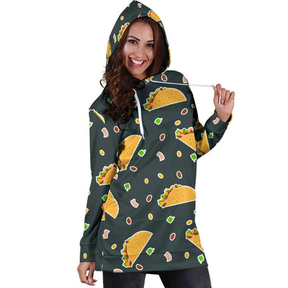 Taco Pattern Print Design TC02 Women Hoodie Dress