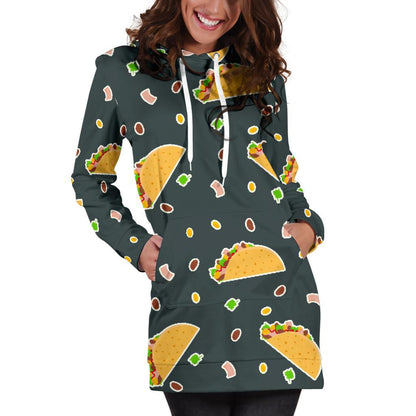 Taco Pattern Print Design TC02 Women Hoodie Dress