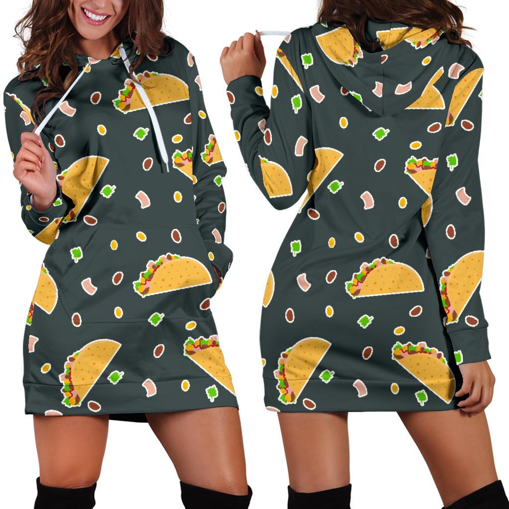 Taco Pattern Print Design TC02 Women Hoodie Dress