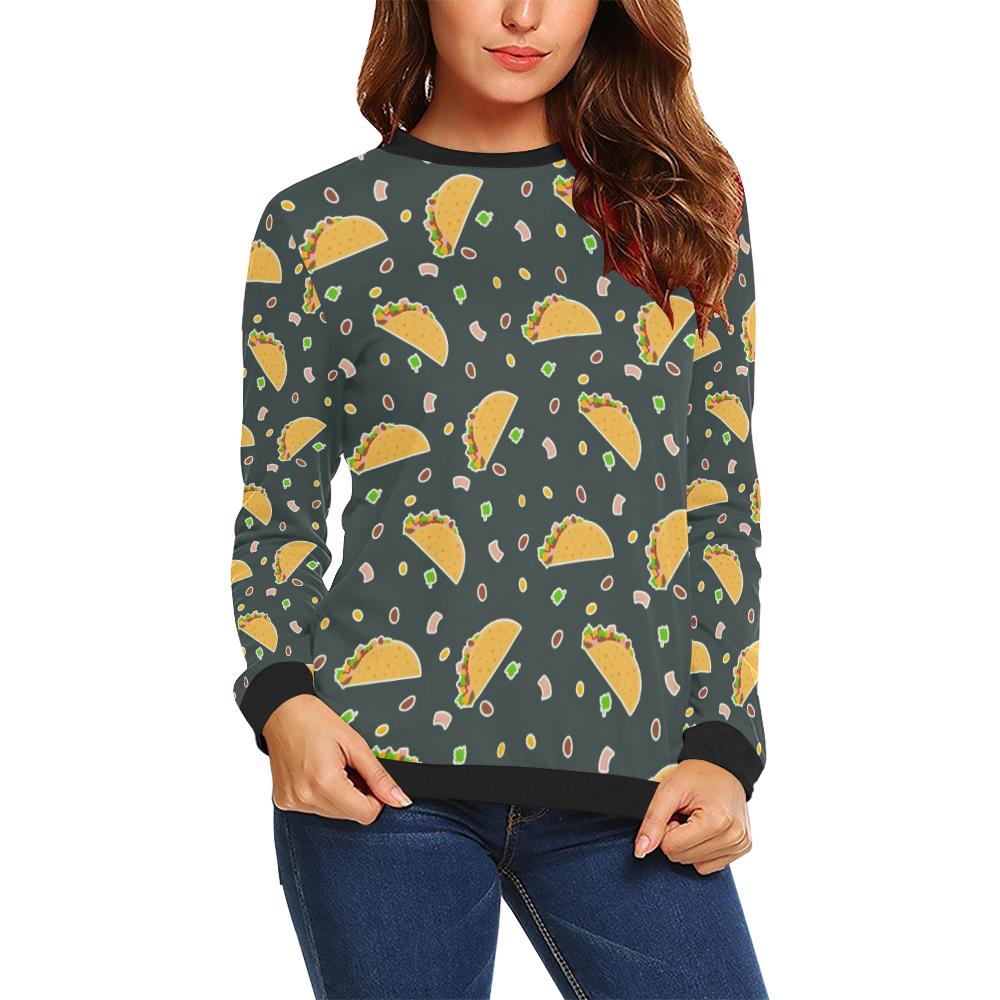 Taco Pattern Print Design TC02 Women Long Sleeve Sweatshirt-JorJune