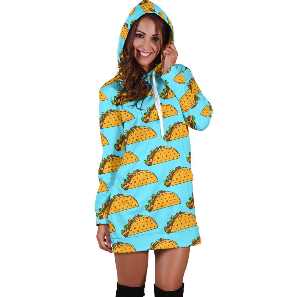 Taco Pattern Print Design TC03 Women Hoodie Dress