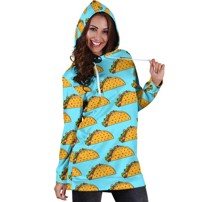 Taco Pattern Print Design TC03 Women Hoodie Dress