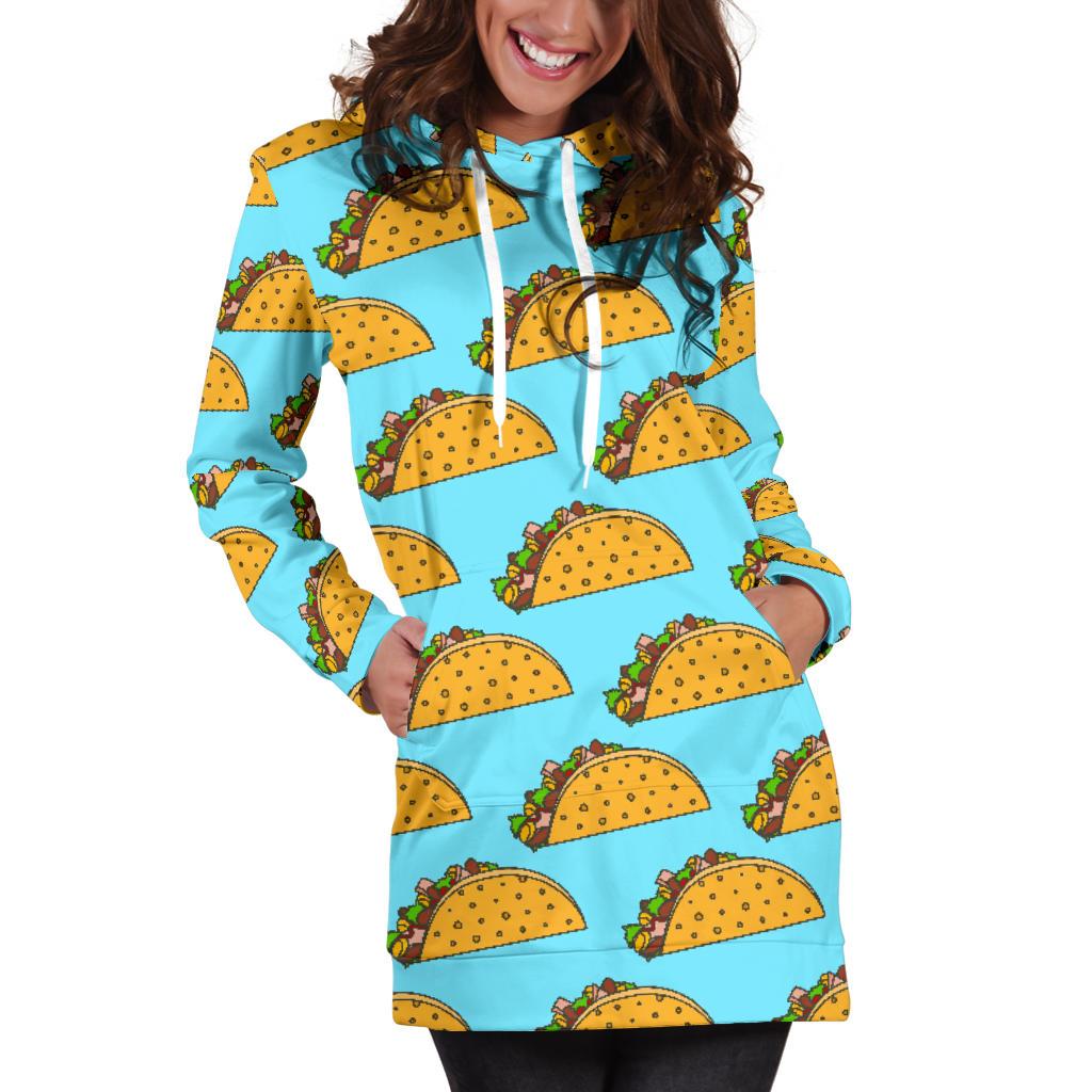 Taco Pattern Print Design TC03 Women Hoodie Dress
