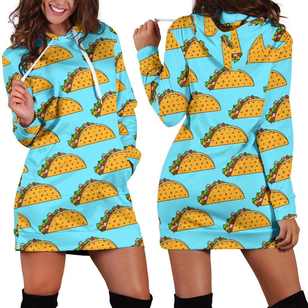 Taco Pattern Print Design TC03 Women Hoodie Dress
