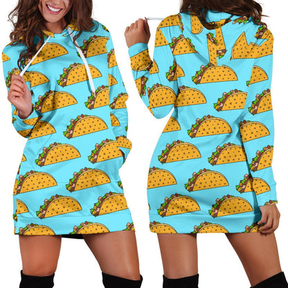 Taco Pattern Print Design TC03 Women Hoodie Dress