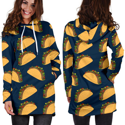 Taco Pattern Print Design TC04 Women Hoodie Dress