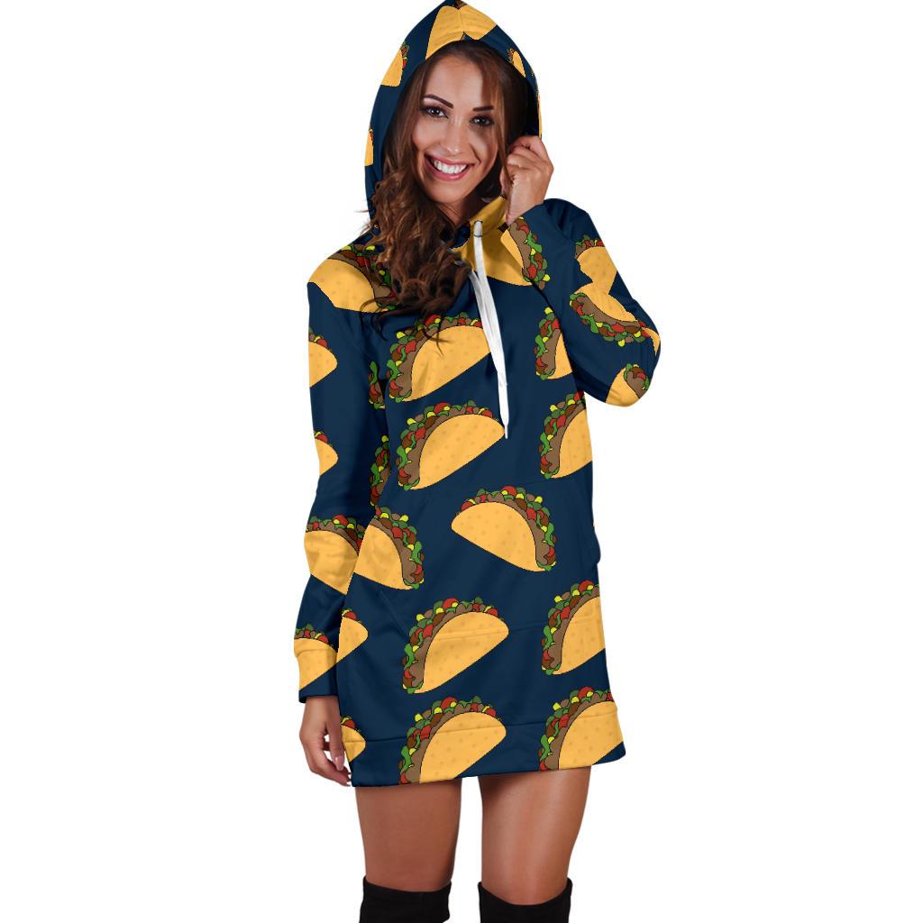 Taco Pattern Print Design TC04 Women Hoodie Dress