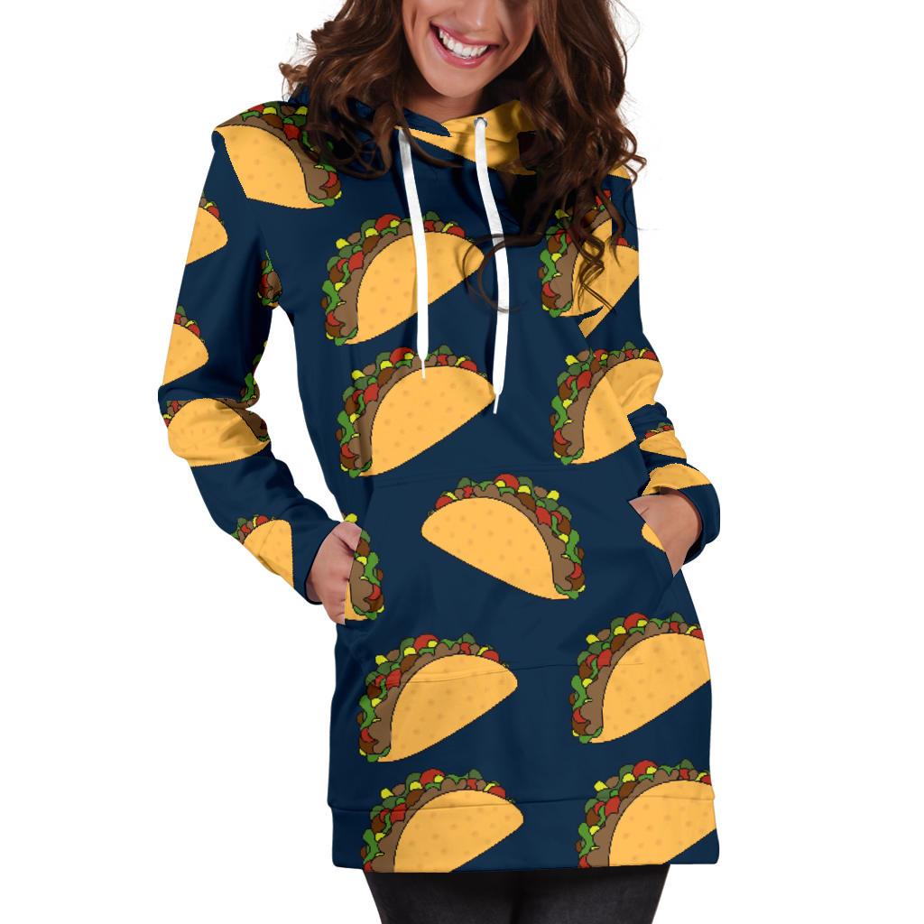 Taco Pattern Print Design TC04 Women Hoodie Dress