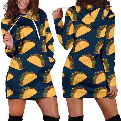 Taco Pattern Print Design TC04 Women Hoodie Dress