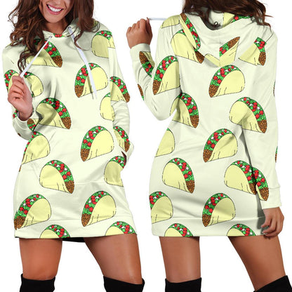 Taco Pattern Print Design TC05 Women Hoodie Dress
