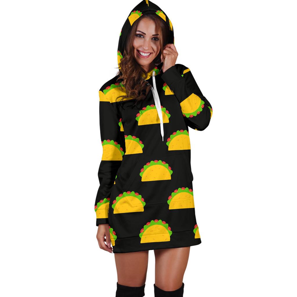 Taco Pattern Print Design TC06 Women Hoodie Dress