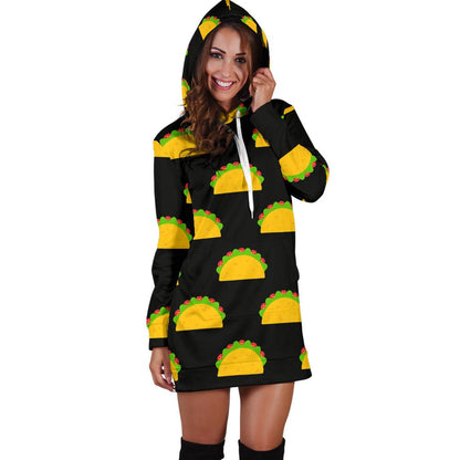 Taco Pattern Print Design TC06 Women Hoodie Dress