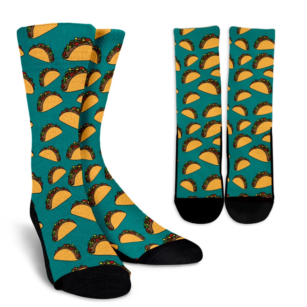 Taco Pattern Print Design TC07 Crew Socks-JORJUNE.COM