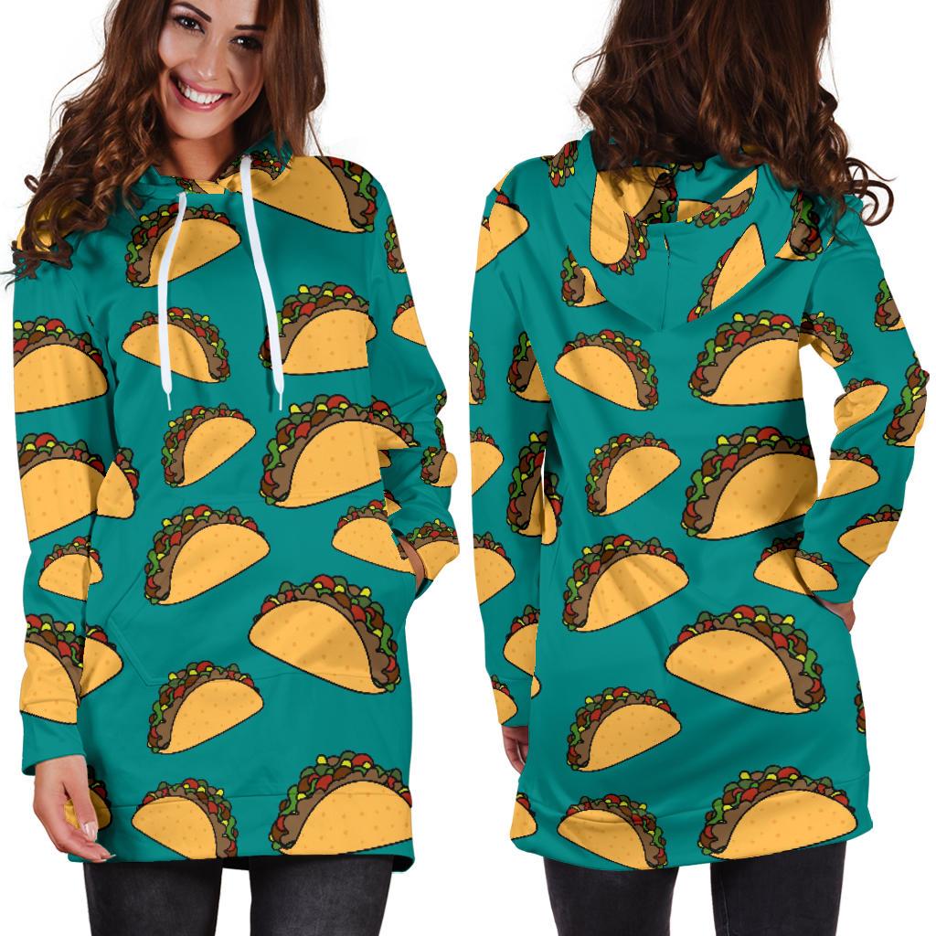 Taco Pattern Print Design TC07 Women Hoodie Dress