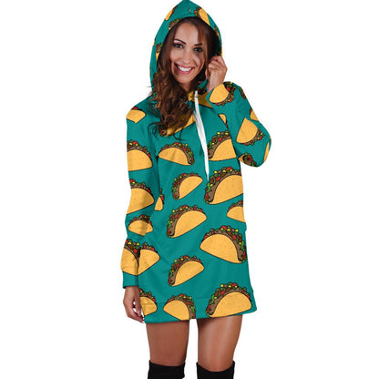 Taco Pattern Print Design TC07 Women Hoodie Dress