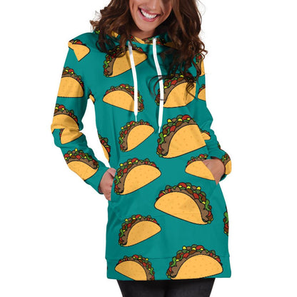 Taco Pattern Print Design TC07 Women Hoodie Dress