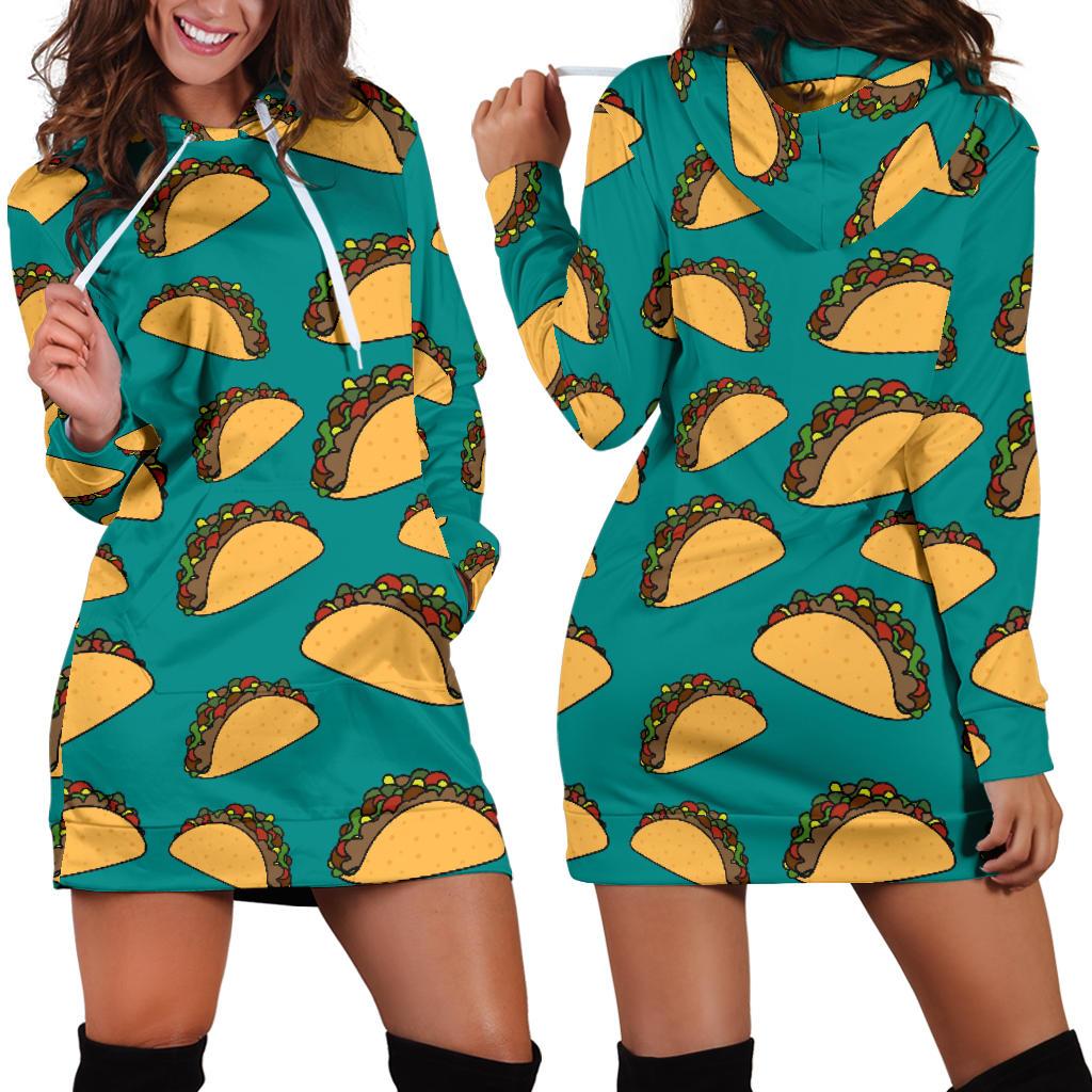 Taco Pattern Print Design TC07 Women Hoodie Dress