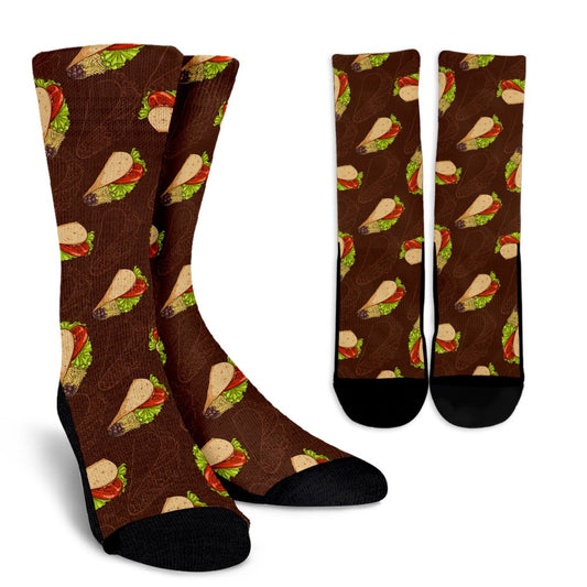 Taco Pattern Print Design TC08 Crew Socks-JORJUNE.COM