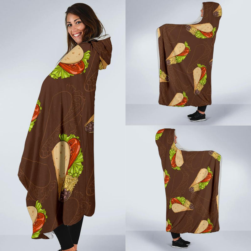 Taco Pattern Print Design TC08 Hooded Blanket-JORJUNE.COM