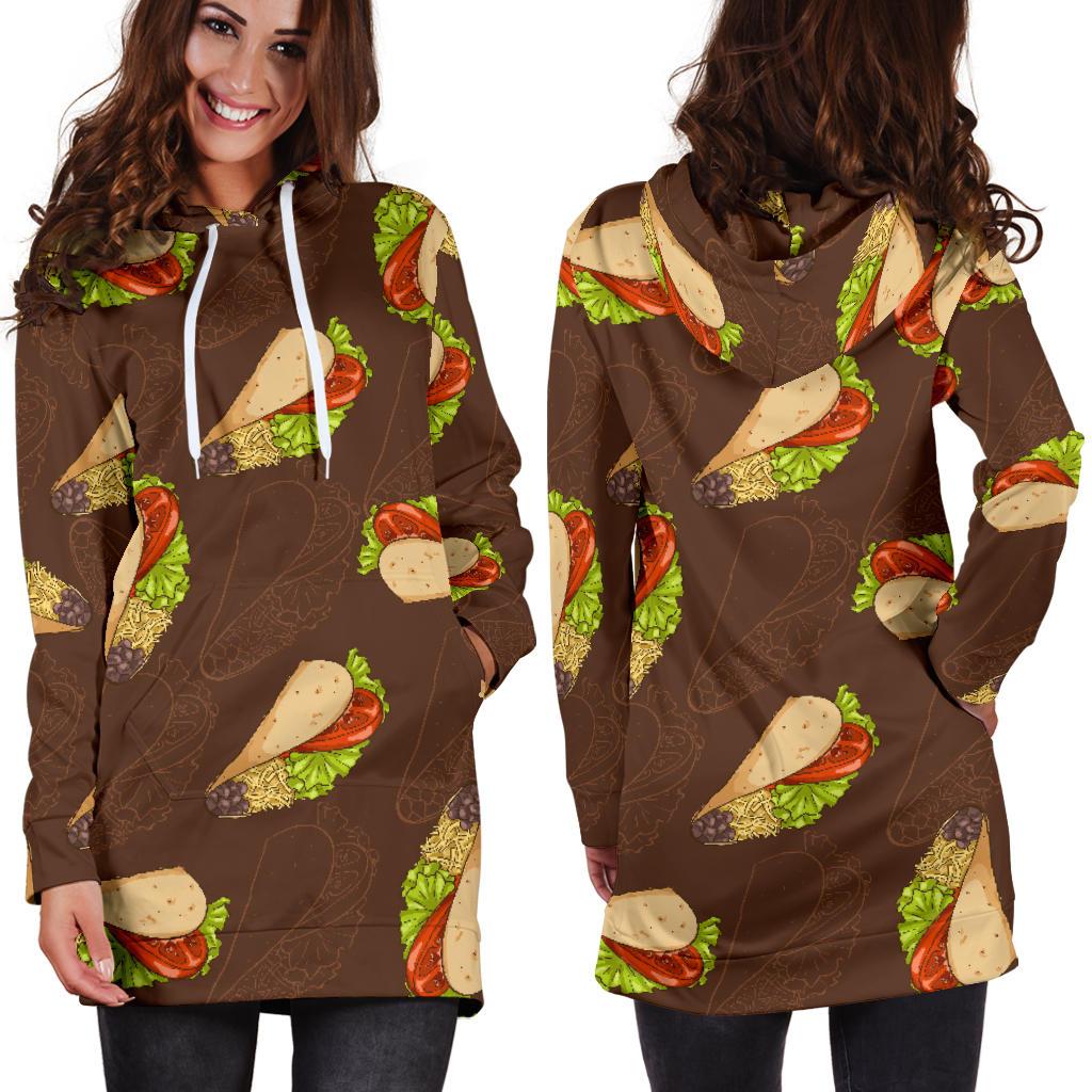 Taco Pattern Print Design TC08 Women Hoodie Dress