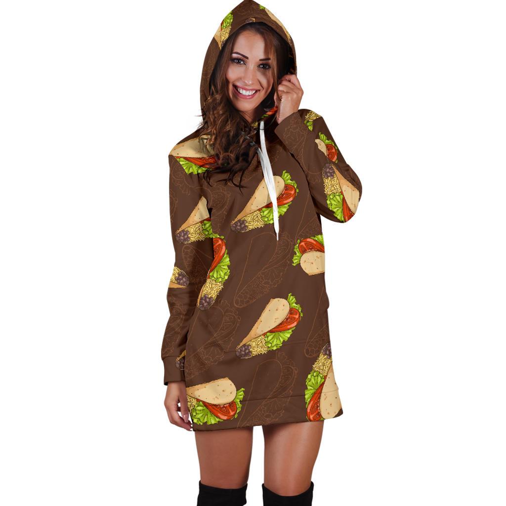 Taco Pattern Print Design TC08 Women Hoodie Dress