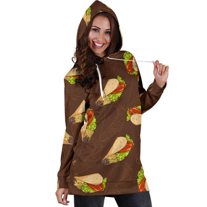 Taco Pattern Print Design TC08 Women Hoodie Dress