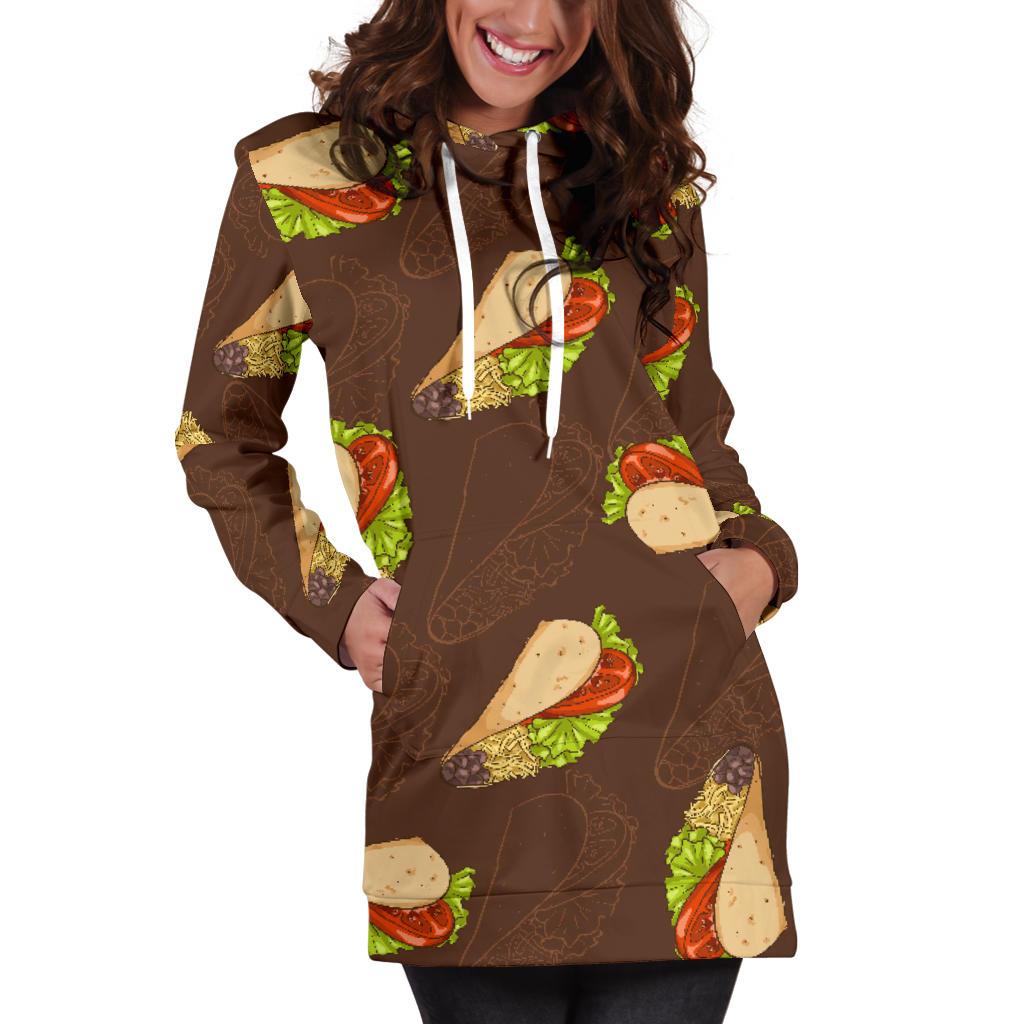Taco Pattern Print Design TC08 Women Hoodie Dress
