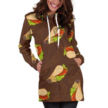 Taco Pattern Print Design TC08 Women Hoodie Dress