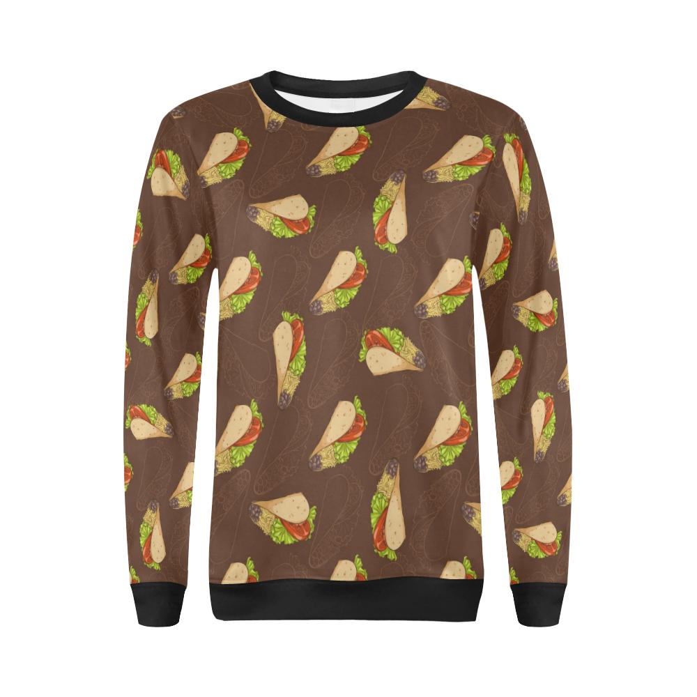 Taco Pattern Print Design TC08 Women Long Sleeve Sweatshirt-JorJune