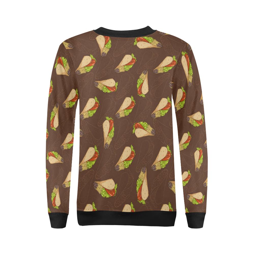Taco Pattern Print Design TC08 Women Long Sleeve Sweatshirt-JorJune