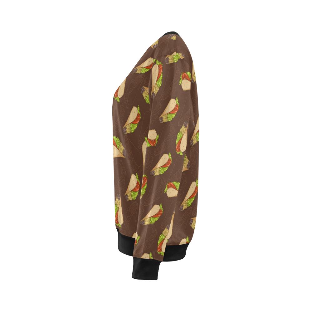 Taco Pattern Print Design TC08 Women Long Sleeve Sweatshirt-JorJune