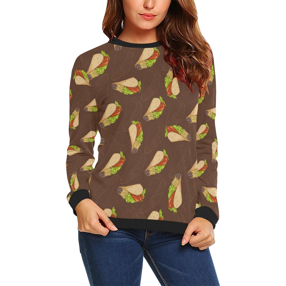Taco Pattern Print Design TC08 Women Long Sleeve Sweatshirt-JorJune