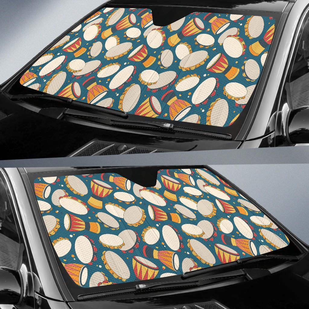 Tambourine Pattern Print Design 01 Car Sun Shades-JORJUNE.COM