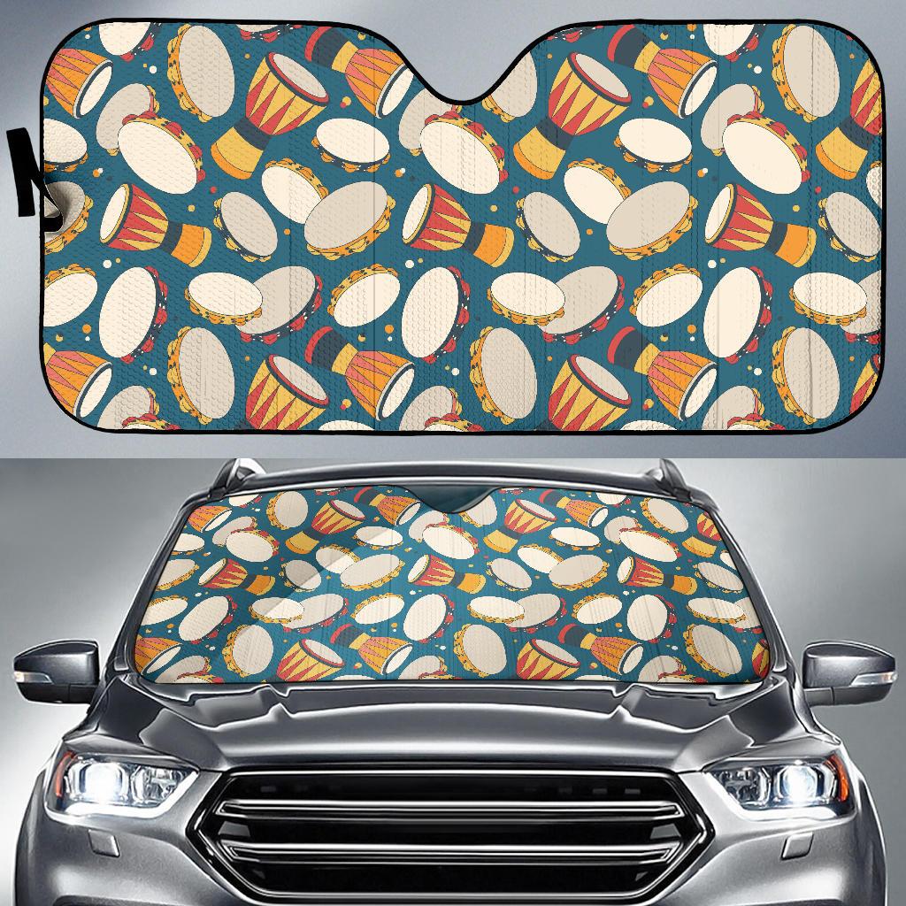 Tambourine Pattern Print Design 01 Car Sun Shades-JORJUNE.COM